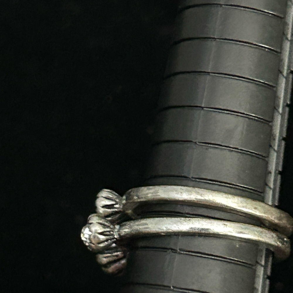 Double Stack Silver And Black Stone Ring - image 5